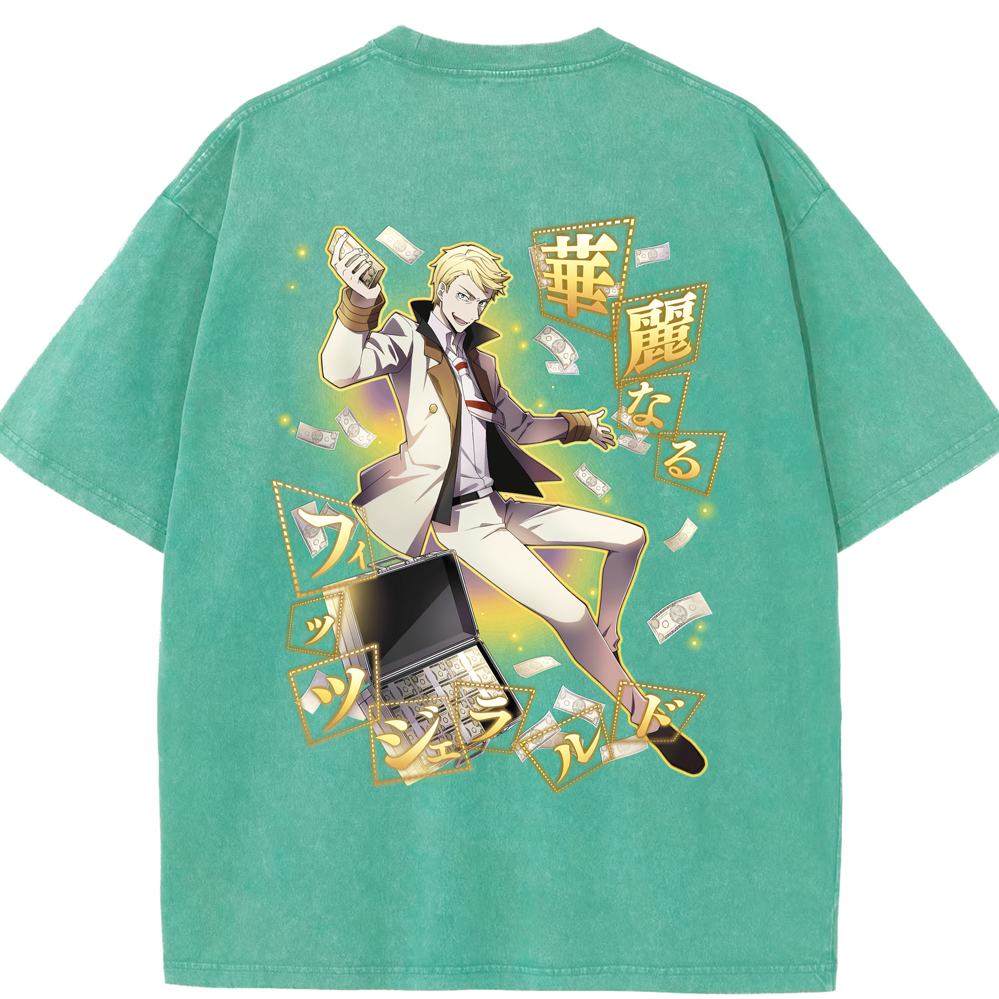 （画像用） 文豪ストレイドッグス Bungo Stray Dogs 綿100% ヴィンテージ風 半袖Tシャツ（背面プリント）